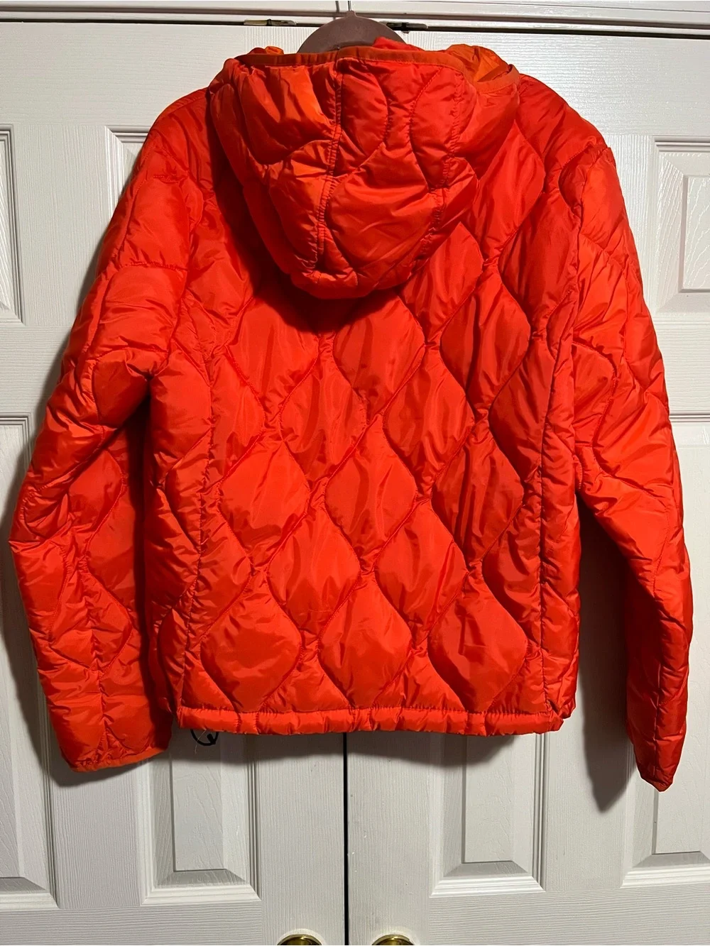 H&M Bright Orange Quilted Hooded Puffer Jacket